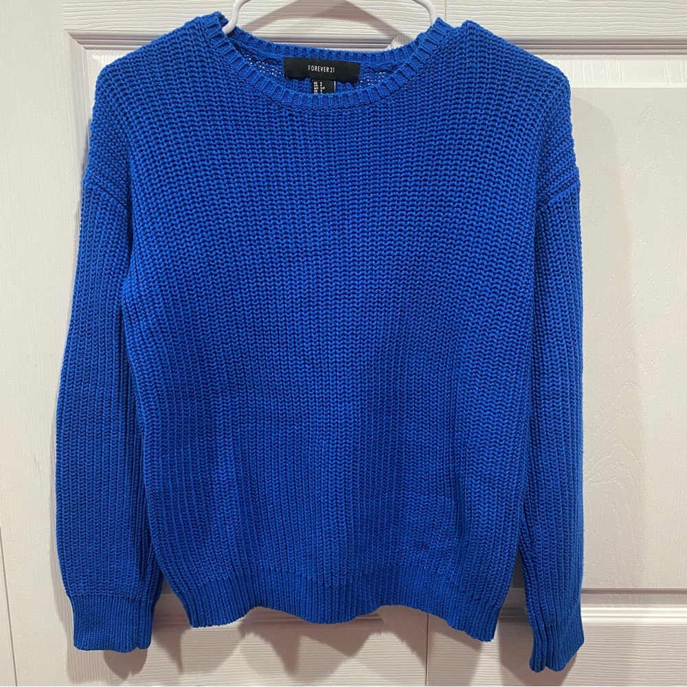 FOREVER 21 New Women’s Warm Knit Scoop-Neck Sweater - blue, size S